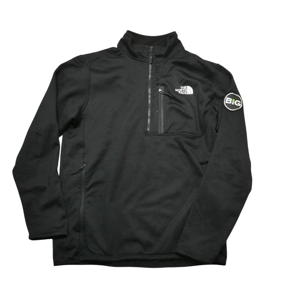 The North Face Jacket Mens Medium Black 1/4 Zip Softshell Pullover BiG Logo
